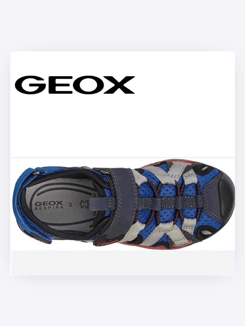 Geox Kids Blue Gray Outdoor Sandal with Navy Accents